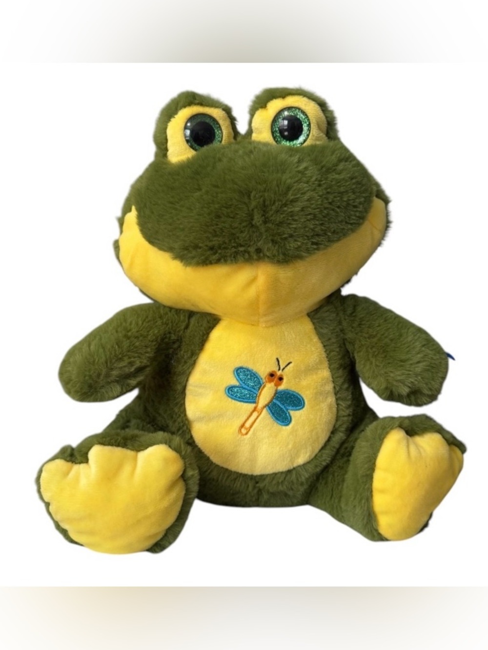 Nanco 14" Stuffed Plush Frog with Dragonfly NWT Sparkle Eyes